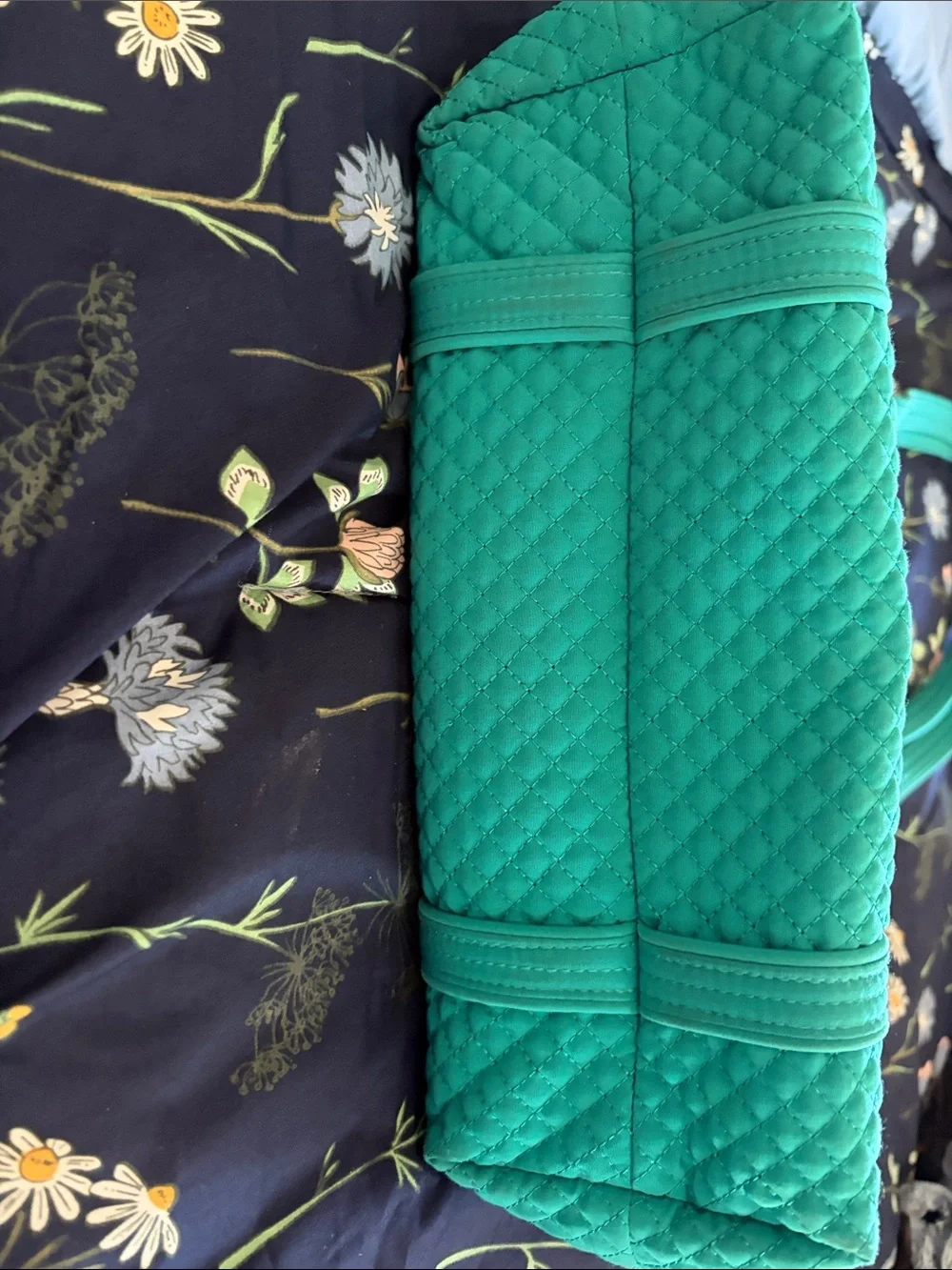 Vera Bradley Teal Quilted Tote with Front Zip Pocket